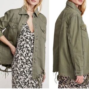 Free People Moonchild Women's Olive Green Shirt Jacket